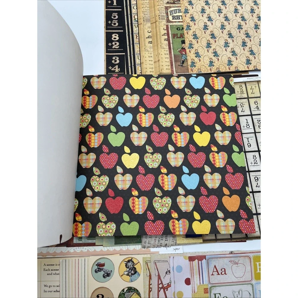 Graphic 45 DCWV Scrapbook Paper Lot 12x12 School‎ Vintage Bo Bunny